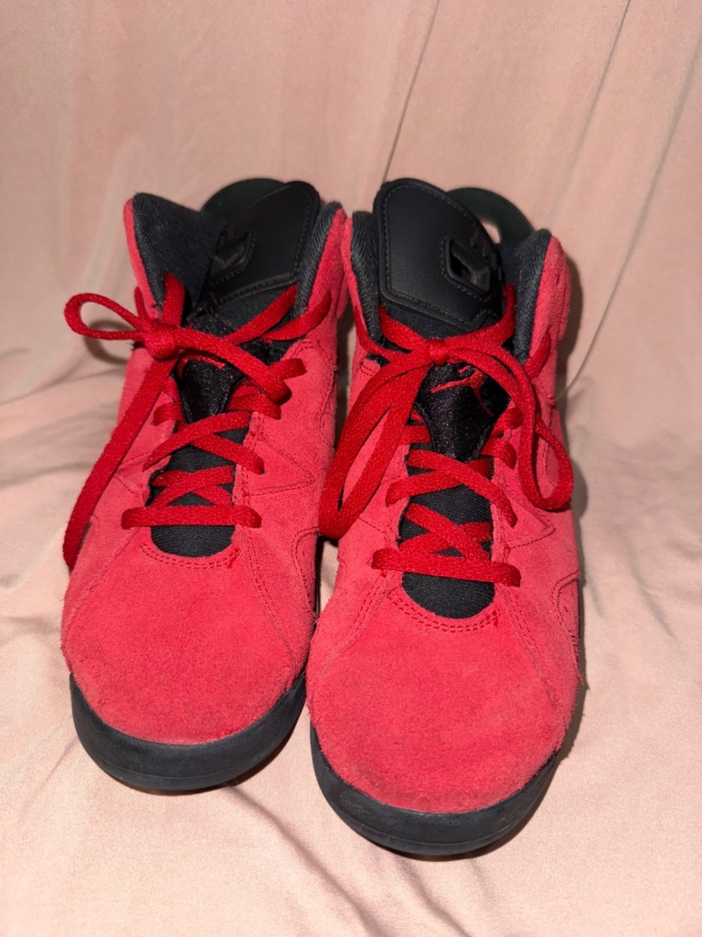 Jordan Kids Red and Black Suede Sneakers